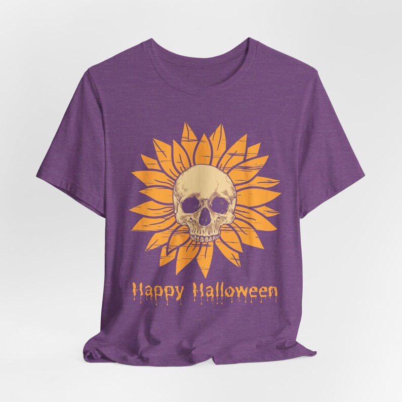 Sunflower Skull Halloween Shirt, Gothic Floral Tee, Cottagecore image 5
