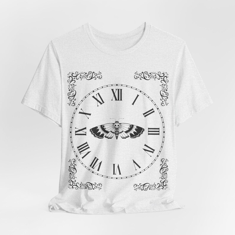Death's-head Moth Clock T-Shirt, Dark Academia Gothic Whimsigoth Memento Mori image 6