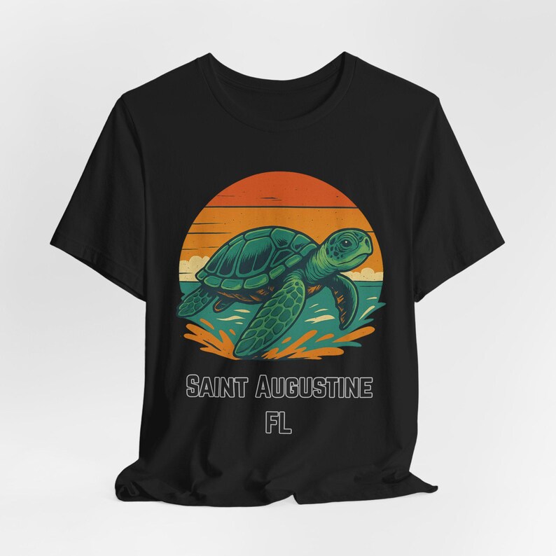 Sea Turtle Sunset T-Shirt: St. Augustine Beach, Retro Florida Souvenir image 3