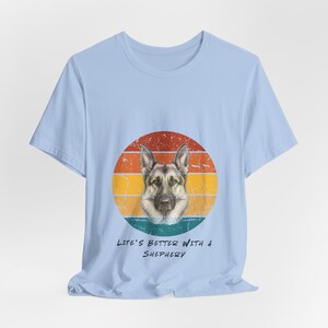 Personalize with your pup's name | Retro German Shepherd Illustration T-Shirt | Vintage Striped Dog Tee image 4
