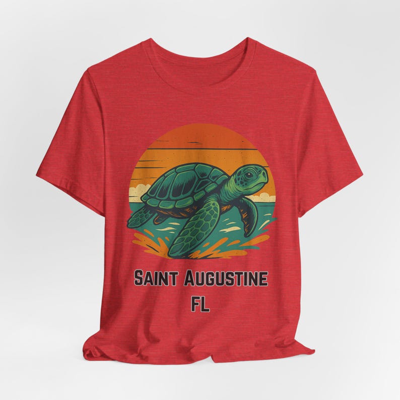 Sea Turtle Sunset T-Shirt: St. Augustine Beach, Retro Florida Souvenir image 8