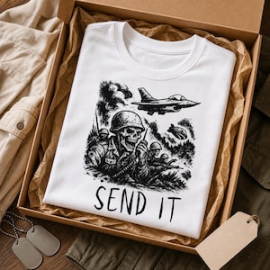Camiseta Skull Soldier Send It, Camiseta táctica militar imagen 8