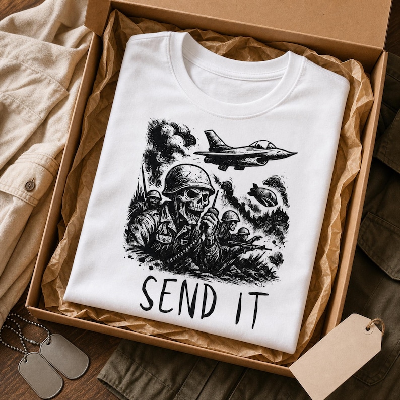 Camiseta Skull Soldier Send It, Camiseta táctica militar imagen 8
