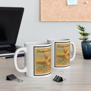 Taza vintage del Puente de los Leones: recuerdo de viaje de San Agustín, Florida. imagen 2