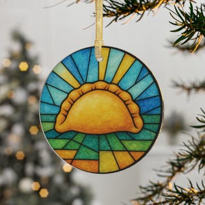 Adorno acrílico de pierogi, estilo vidriera, comida polaca y decoración de Pittsburgh imagen 4