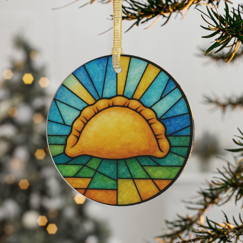 Adorno acrílico de pierogi, estilo vidriera, comida polaca y decoración de Pittsburgh imagen 4