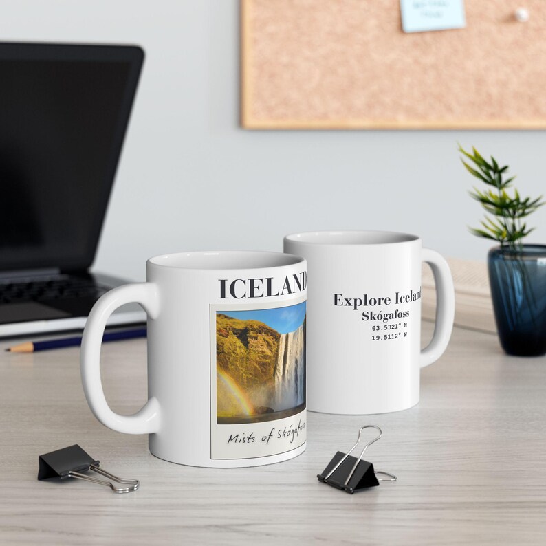 Skógafoss Island Kaffemugg: Regnbågsvattenfall Resesouvenir bild 4