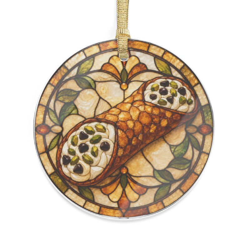 Cannoli Acrylic Ornament, Stained Glass Style, Italian Pastry Christmas Decor image 13