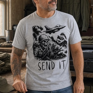 Camiseta Skull Soldier Send It, Camiseta táctica militar imagen 10