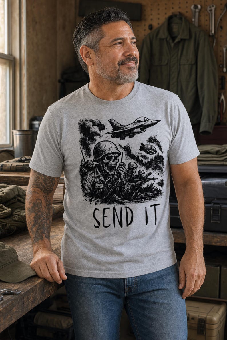 Camiseta Skull Soldier Send It, Camiseta táctica militar imagen 10