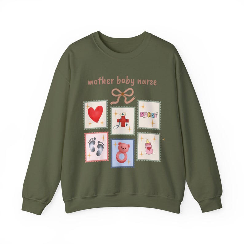 Sweatshirt für Mutter und Kind (Krankenschwester), Vintage-Briefmarkenmotiv Bild 8