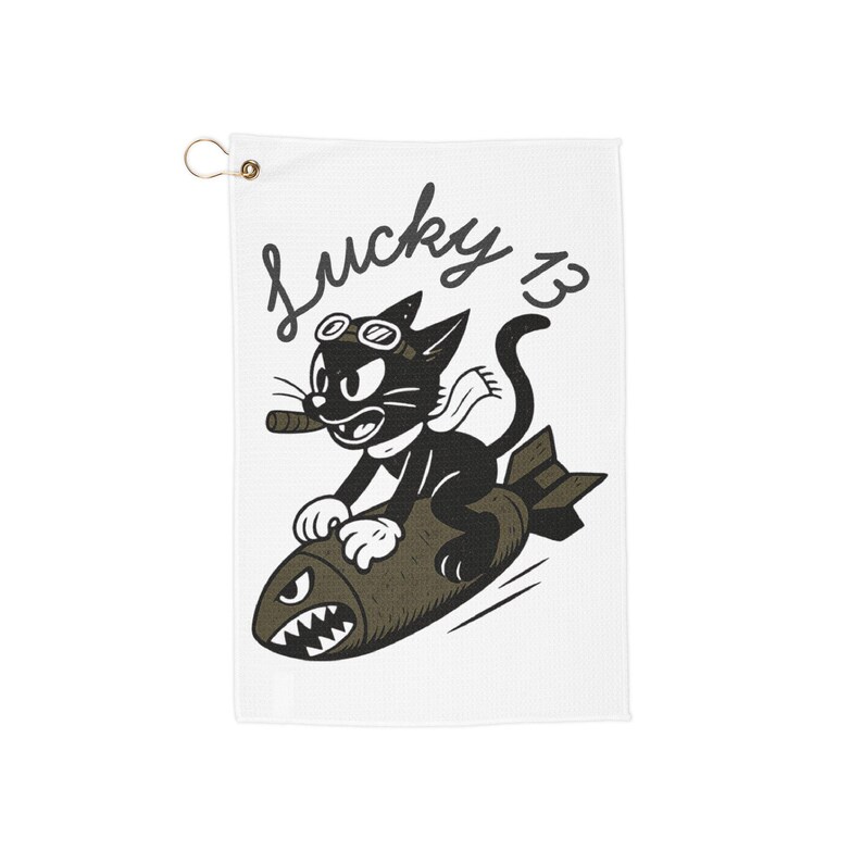 Lucky 13 Golf Towel, Aviation Nose Art, Pilot Golfer image 6