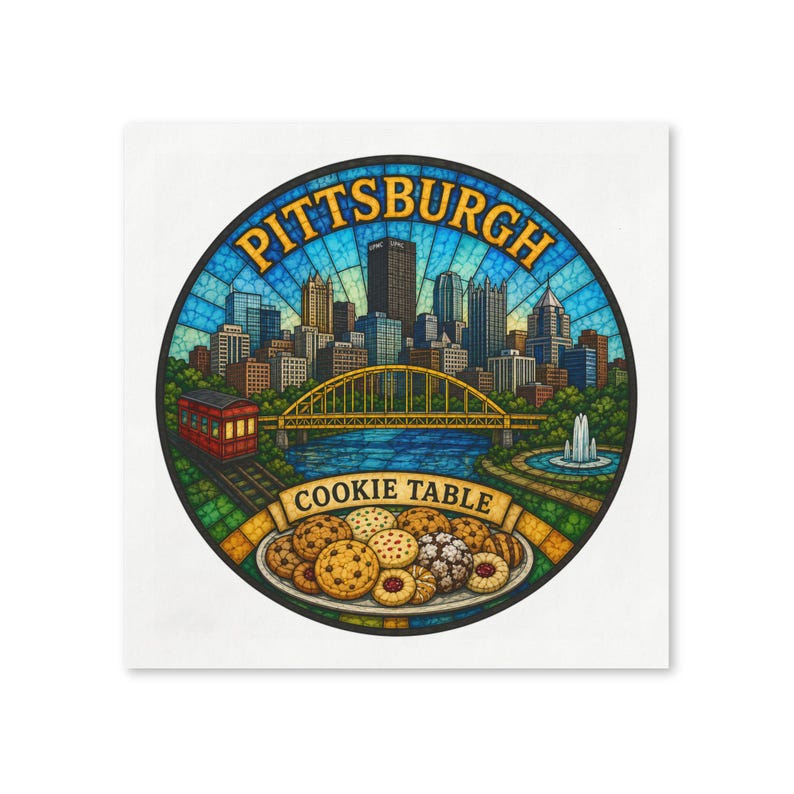 Tovaglioli da tavola Pittsburgh Cookie, set da 50, decorazione per matrimoni e addii al nubilato con skyline. immagine 11