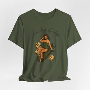 WWII Bomber Nose Art T-Shirt | Lucky Lady Pin-Up Girl | Vintage Aviation Pilot Gift image 7