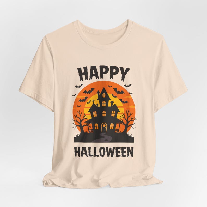 Haunted House Halloween Shirt, Retro Gothic Bats Tee, Spooky Season image 8