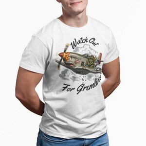 Watch Out For Gremlins Shirt, Vintage WWII Warbird Aviation Tee image 3