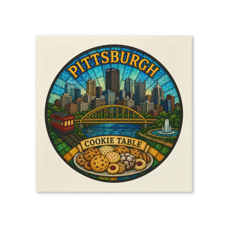 Tovaglioli da tavola Pittsburgh Cookie, set da 50, decorazione per matrimoni e addii al nubilato con skyline. immagine 12