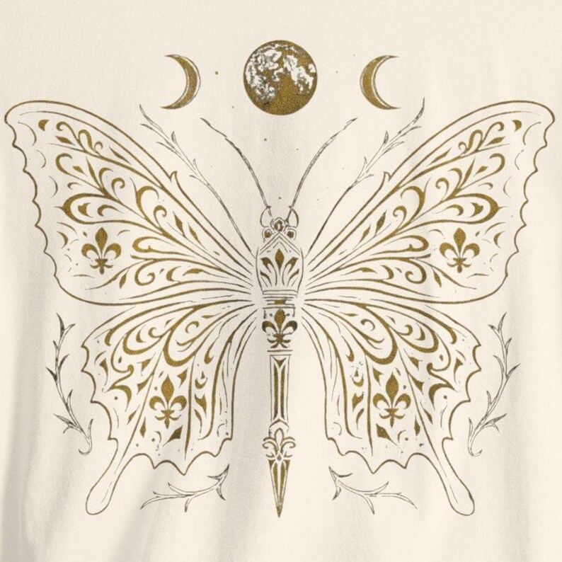 ゴシックバタフライムーンシャツ：天体魔女Tシャツ 画像 2