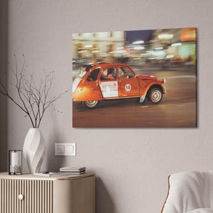 Vintage canvasafdruk Parijs Citroën: retro Franse autofotografie afbeelding 2