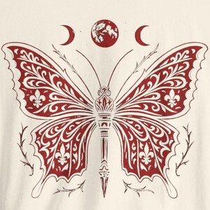 Blood Moon Butterfly Shirt, Gothic Witchy Halloween Occult Phases image 4