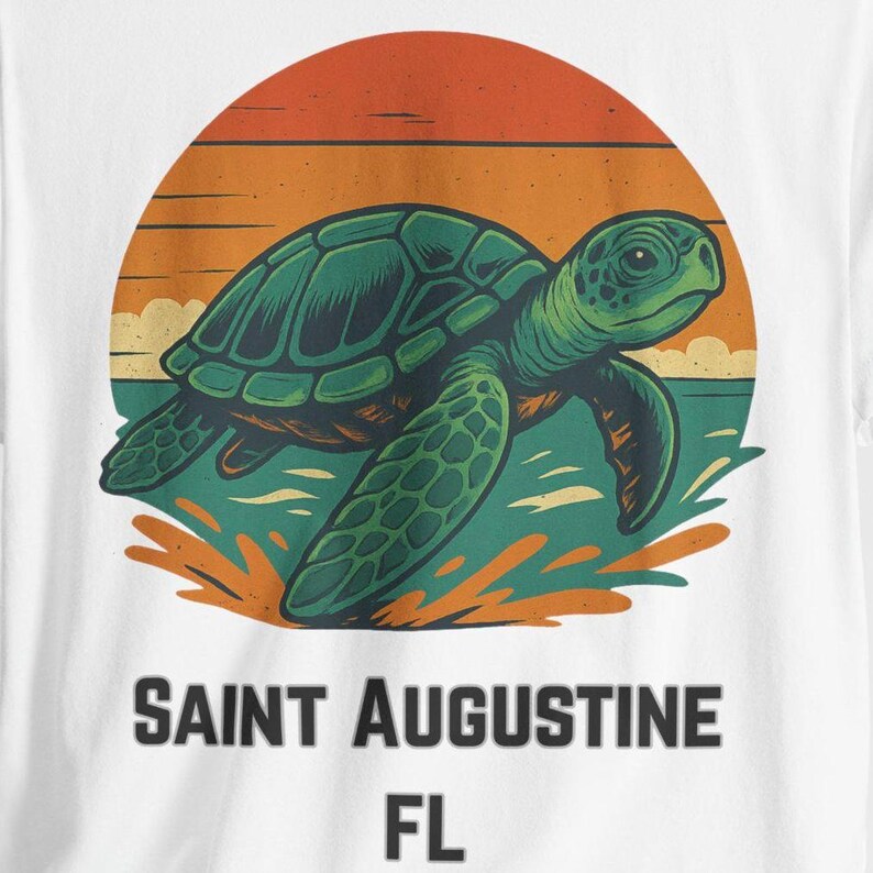 Sea Turtle Sunset T-Shirt: St. Augustine Beach, Retro Florida Souvenir image 9