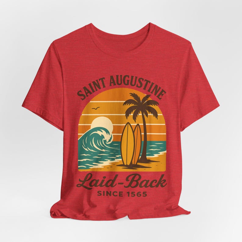 Saint Augustine Florida T-Shirt: Retro Sunset Surf Beach Coastal Vacation image 9