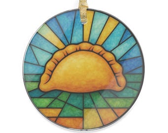 Stained Glass Pierogi Ornament | Polish Foodie Decor | Pierogi Art Ornament | Polish Kitchen Gift