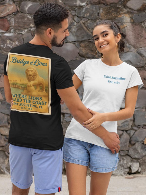 St. Augustine T-Shirt | Bridge of Lions Florida Souvenir | Vintage Travel Tee
