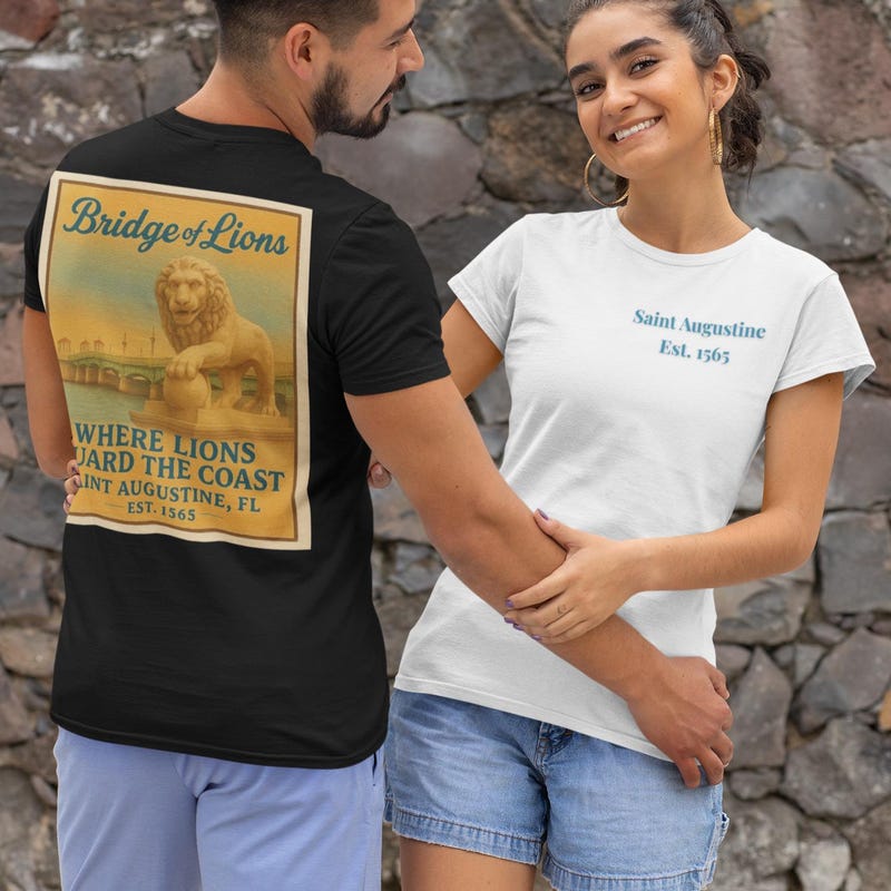 St. Augustine T-Shirt | Bridge of Lions Florida Souvenir | Vintage Travel Tee