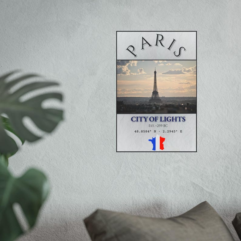 Paris Travel Poster: City of Lights Eiffel Tower Vintage France Wall Art image 2