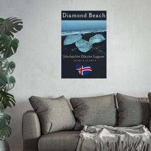 Diamond Beach Iceland Print: Jokulsarlon Glacier Lagoon Nordic Wall Art image 2