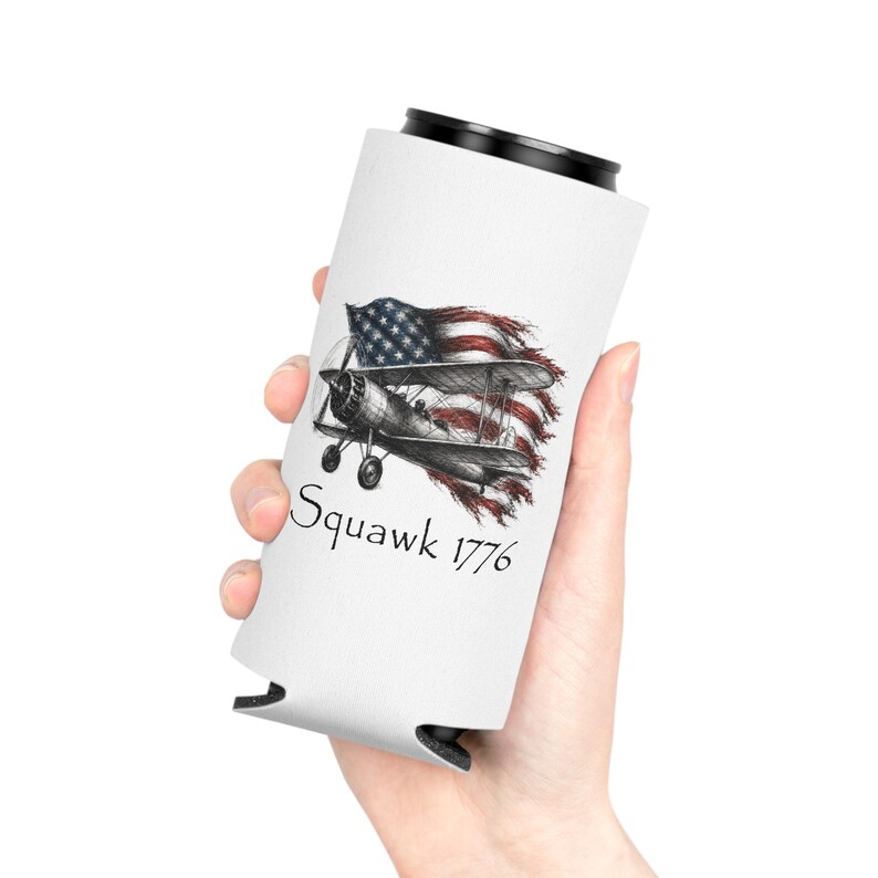 Stearman Biplane Can Cooler, Squawk 1776 Aviation Koozie, Pilot Gift image 12