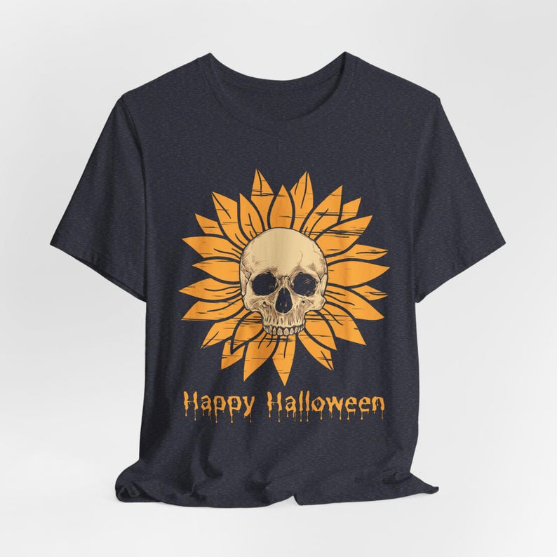 Sunflower Skull Halloween Shirt, Gothic Floral Tee, Cottagecore image 7