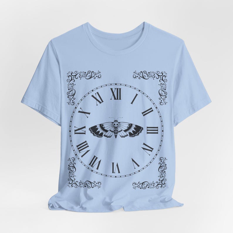 Death's-head Moth Clock T-Shirt, Dark Academia Gothic Whimsigoth Memento Mori image 7