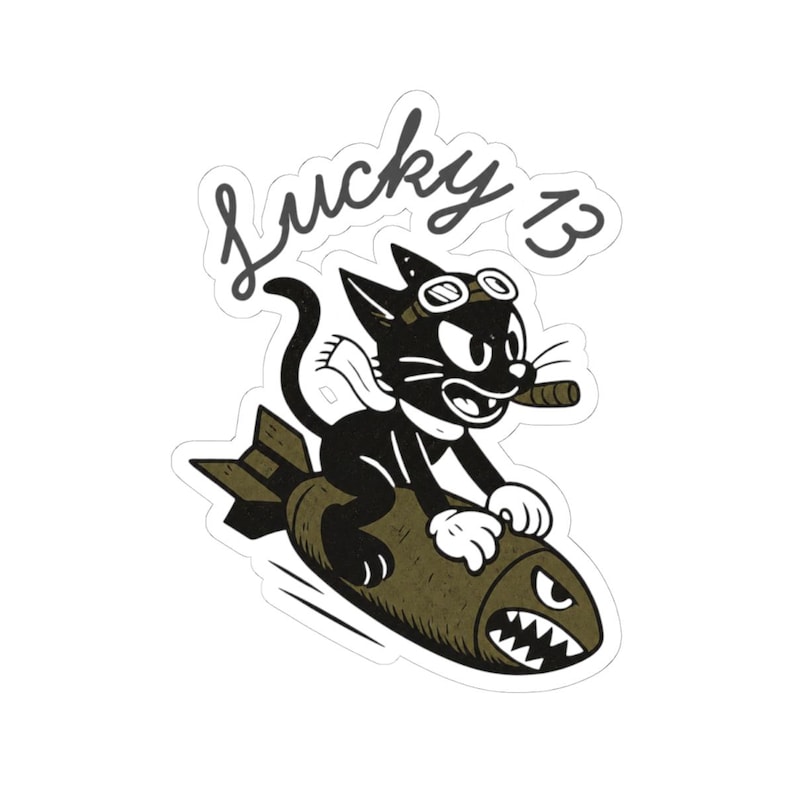 WWII Bomber Nose Art | Vintage Military Aviation Kiss-Cut Sticker - Mirror Image image 13
