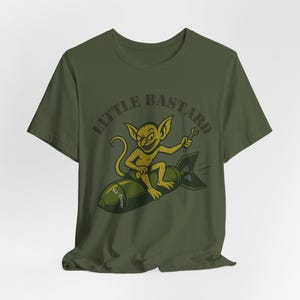 WWII Nose Art T-Shirt | Gremlin Little Bastard | Vintage Aviation Pilot Gift image 5