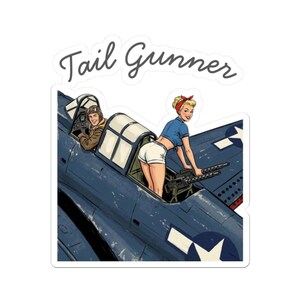 WWII Nose Art Sticker, Tail Gunner Pin Up Decal, Vintage Aviation image 3