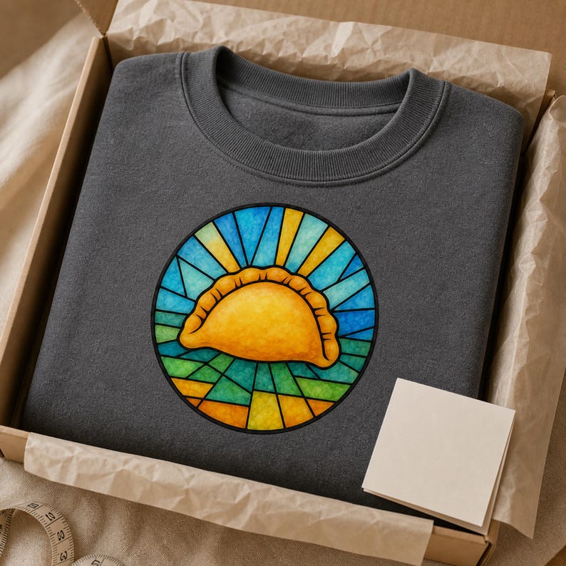 Pierogi Stained Glass Sweatshirt | Pittsburgh Polish Food Art Crewneck image 9