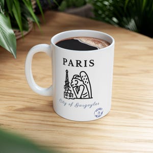 Gothic Gargoyle Eiffel Tower Paris Mug, Dark Academia Ceramic Coffee Cup image 5