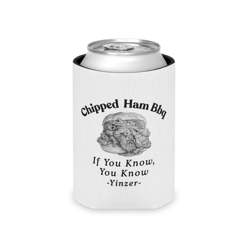 Enfriador de latas de jamón desmenuzado para barbacoa de Pittsburgh, funda para cerveza Yinzer Foodie imagen 6