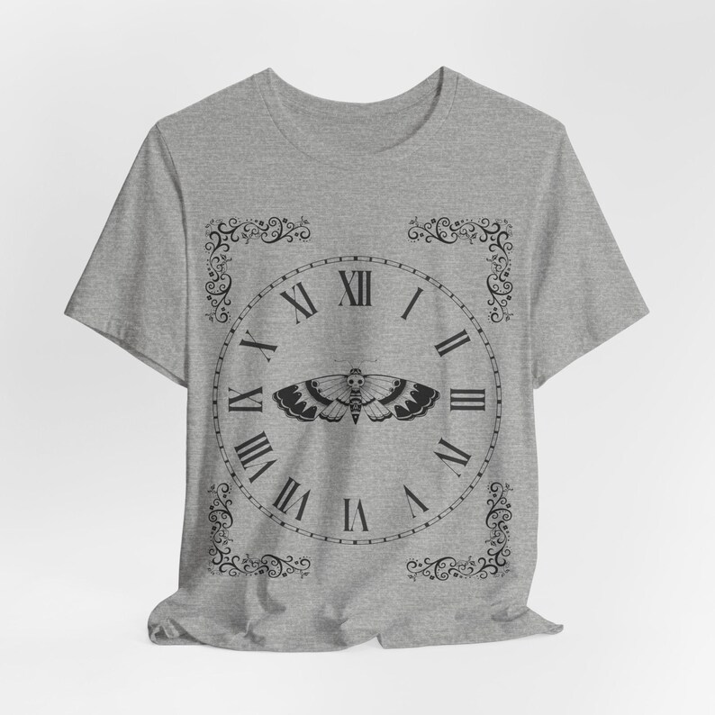 Death's-head Moth Clock T-Shirt, Dark Academia Gothic Whimsigoth Memento Mori image 8