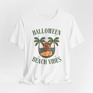 Skeleton Surfer Halloween Shirt, Beach Vibes Tee, Spooky Season image 4