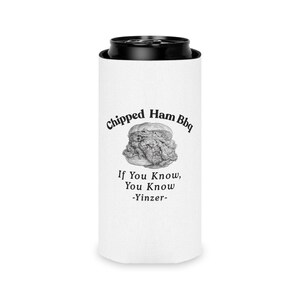 Enfriador de latas de jamón desmenuzado para barbacoa de Pittsburgh, funda para cerveza Yinzer Foodie imagen 7