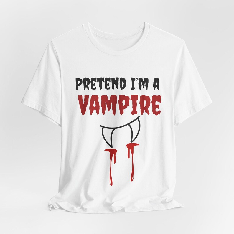 Funny Vampire Halloween Shirt, Lazy Costume Tee, Spooky Season image 3