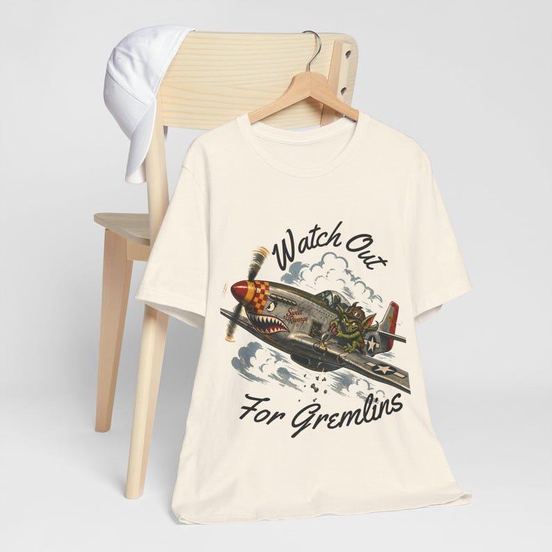 Watch Out For Gremlins Shirt, Vintage WWII Warbird Aviation Tee image 9