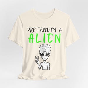 Funny Alien Halloween Shirt, Lazy UFO Costume Tee, Spooky Season image 6