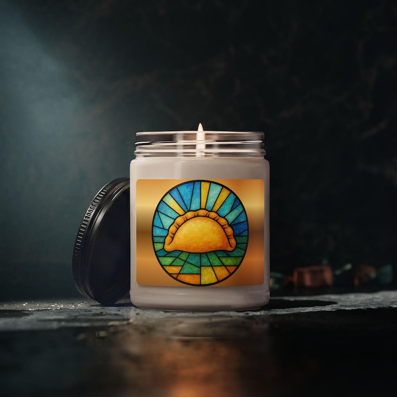 Pierogi Soy Candle, Pittsburgh Food Gift, Stained Glass Decor image 2