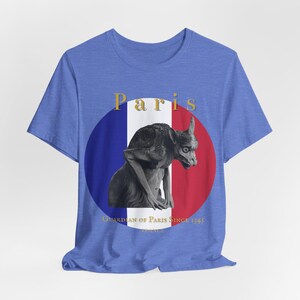 Gothic Gargoyle Paris T-Shirt | French Flag Travel Tee | Dark Art France Shirt image 2