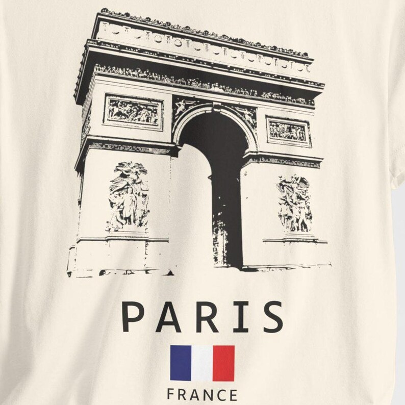 Camiseta estampada del Arco del Triunfo de París: Camiseta unisex de recuerdo francés imagen 9