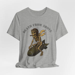 WWII Bomber Nose Art T-Shirt: Lucky Strike Skull Pilot image 7